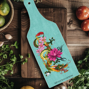 Chinese Dragon Lotus Cherry Blossoms Cutting Board