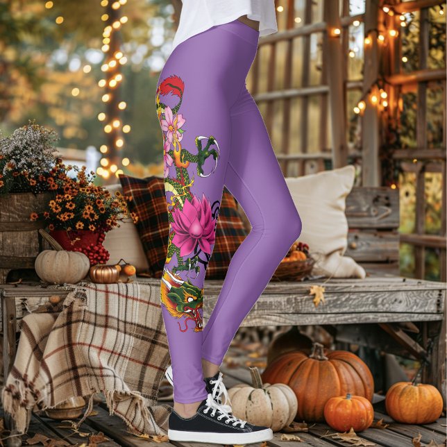 Chinese Dragon Lotus Cherry Blossoms Leggings (Creator Uploaded)