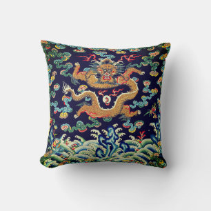 Chinese Dragon Mandarin Square Rank Badge Cushion