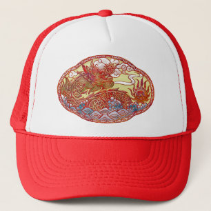 Chinese Dragon Medallion Trucker Hat