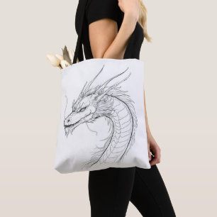 Chinese Dragon Minimalist Line Tote Bag