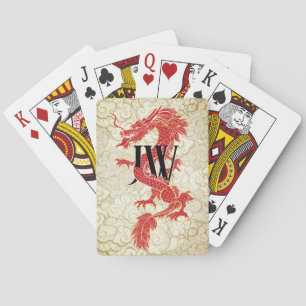 Chinese Dragon Monogram Personalised Playing Cards