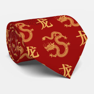 Chinese dragon pattern Year of the dragon 2024 Tie