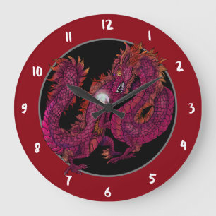 Chinese Dragon Pearl Large Clock