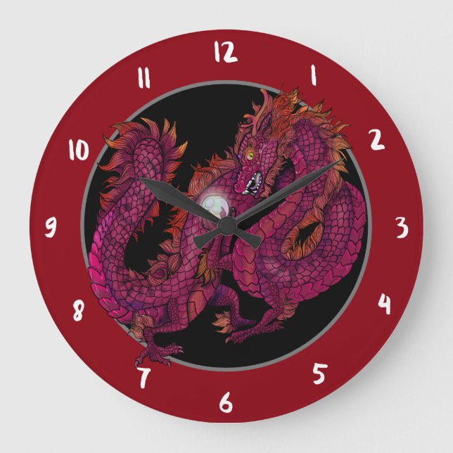 Chinese Dragon Pearl Large Clock (Front)