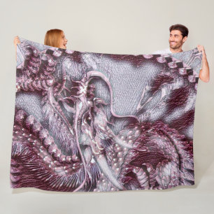 Chinese Dragon Platinum Pencil Art Fleece Blanket