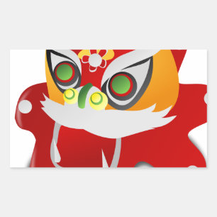 chinese dragon rectangular sticker