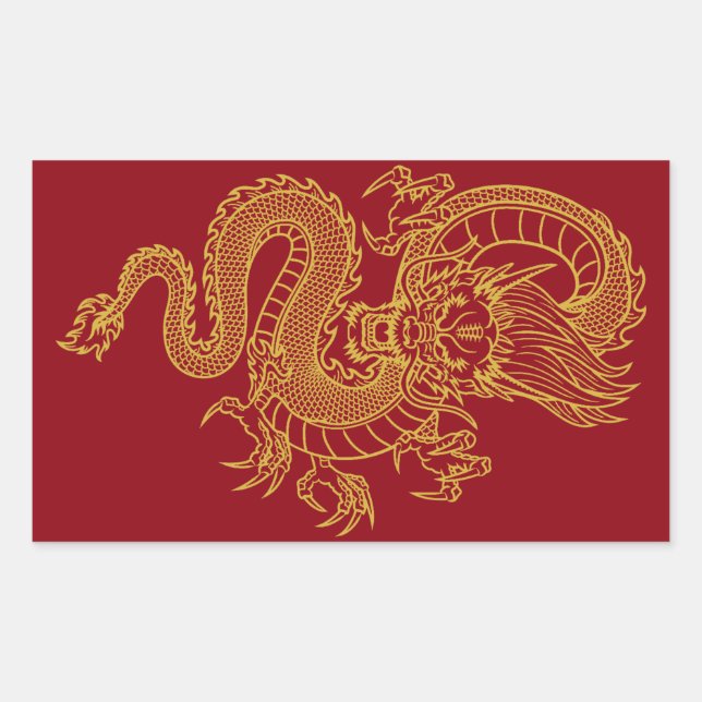 Chinese Dragon Rectangular Sticker (Front)