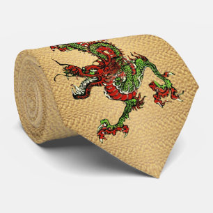 Chinese Dragon Red and Green v 15 Tie