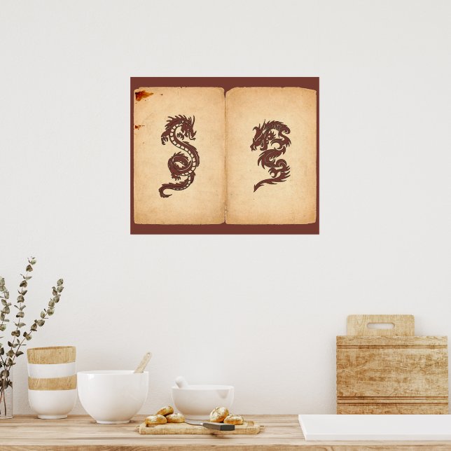 Chinese Dragon, Red Dragon, Fantasy, Mythology Poster (Kitchen)