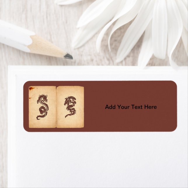 Chinese Dragon, Red Dragon, Fantasy, Mythology Return Address Label (Insitu)