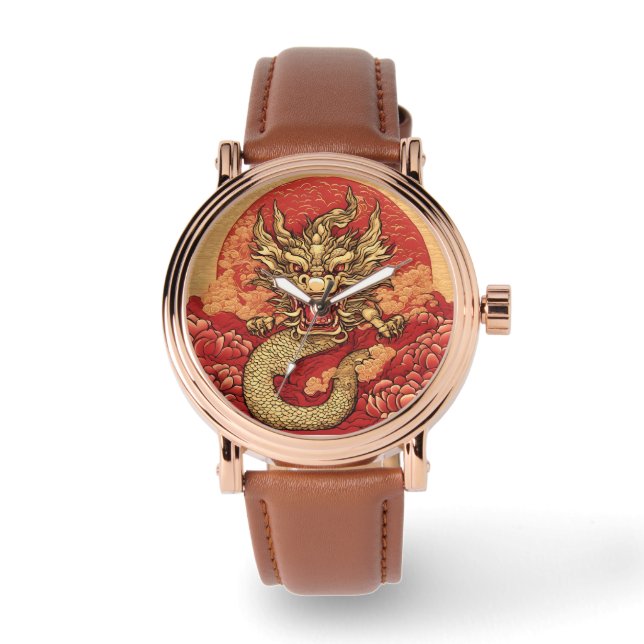 Chinese Dragon Rose Gold Watch (Front)
