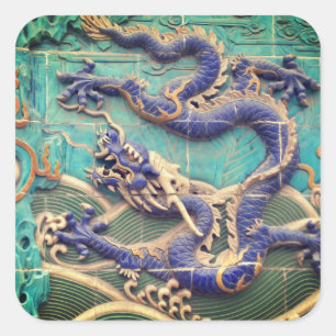 Chinese Dragon Square Sticker