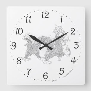 Chinese Dragon Square Wall Clock