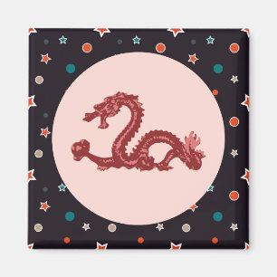 Chinese Dragon Star Pattern Fantasy Art Magnet