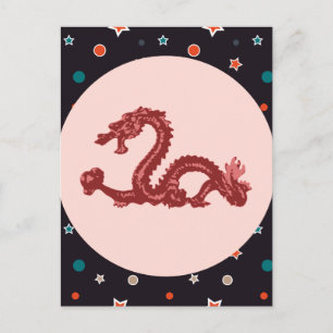 Chinese Dragon Star Pattern Fantasy Art Postcard