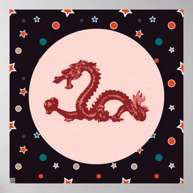 Chinese Dragon Star Pattern Fantasy Art Poster (Front)