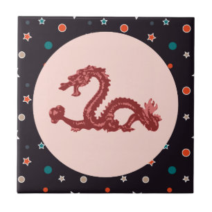 Chinese Dragon Star Pattern Fantasy Art Tile