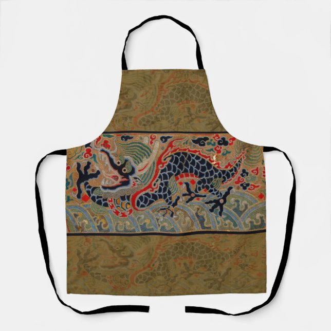 Chinese Dragon Symbol Antique Asian Apron (Front)