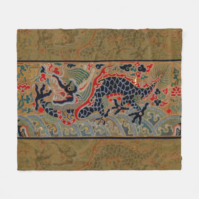 Chinese Dragon Symbol Antique Asian Fleece Blanket (Front (Horizontal))