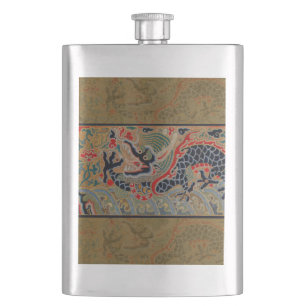 Chinese Dragon Symbol Antique Asian Hip Flask