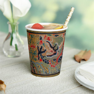 Chinese Dragon Symbol Antique Asian Paper Cups