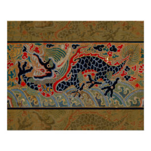 Chinese Dragon Symbol Antique Asian Poster