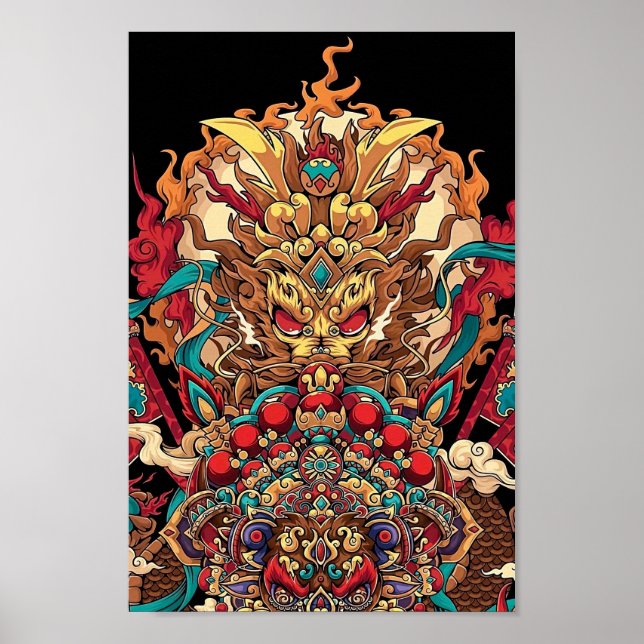 Chinese dragon totem, tattoo art poster (Front)