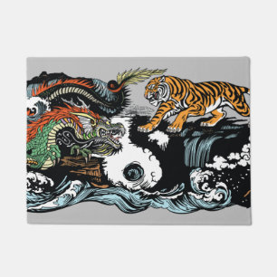 Chinese Dragon versus Tiger Doormat
