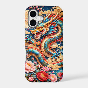 Chinese Dragon with Full Moon and Peonies – Asian