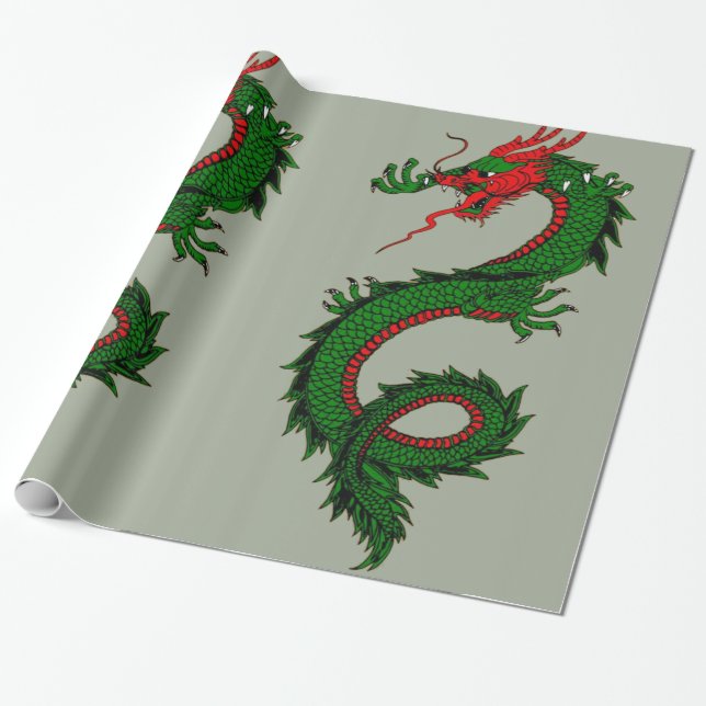 Chinese dragon wrapping paper (Unrolled)