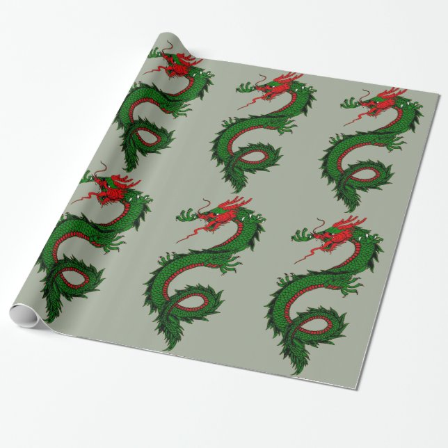 Chinese dragon wrapping paper (Unrolled)