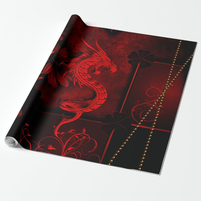 Chinese dragon wrapping paper (Unrolled)
