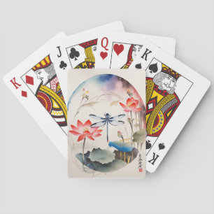 Chinese Dragonfly and Lotus 1 Playing Cards
