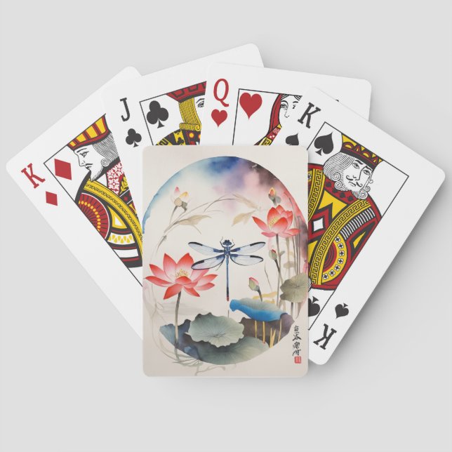 Chinese Dragonfly and Lotus 1 Playing Cards (Back)