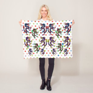 chinese dragons fantasy folk art fleece blanket