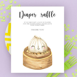 Chinese dumpling baby shower diaper raffle poster