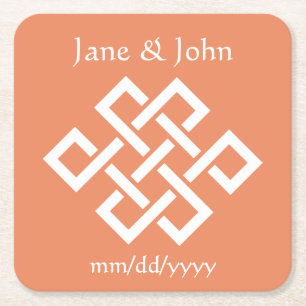 Chinese Elegance in Coral Paper Coaster