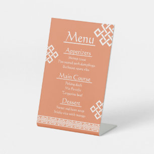 Chinese Elegance in Coral Pedestal Sign
