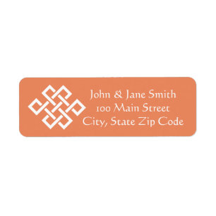 Chinese Elegance in Coral Return Address Label