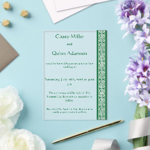 Chinese Elegance in Green Acrylic Wedding Invitations