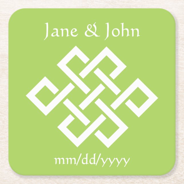 Chinese Elegance in Peridot Paper Coaster (Front)
