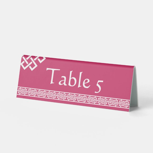 Chinese Elegance in Raspberry Table Tent Sign (Front)