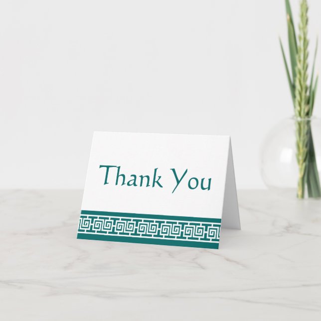 Chinese Elegance in Teal Thank You Card (Front)