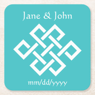 Chinese Elegance in Turquoise Paper Coaster