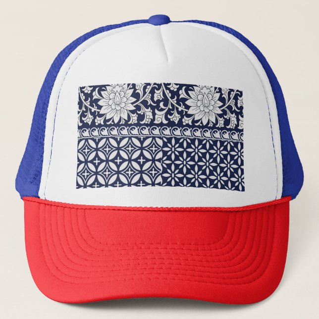 Chinese Elegance: Seamless Ornament Trucker Hat (Front)
