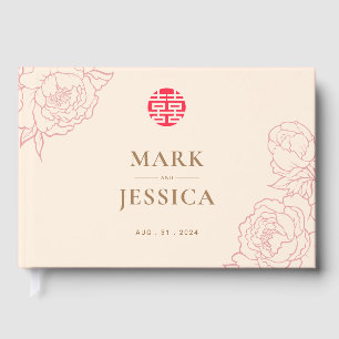 Chinese Elegant Double Happiness Wedding Guest Book