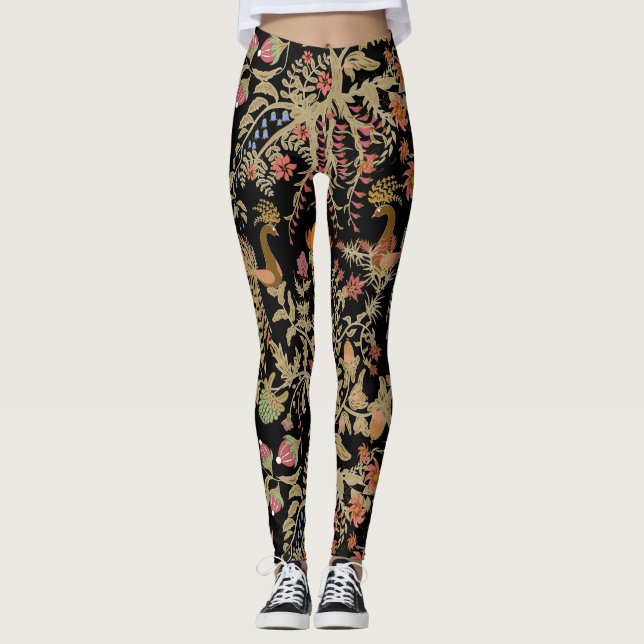 Chinese Fairy Floral Birds Pattern Leggings (Front)