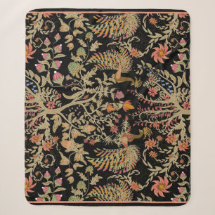 Chinese Fairy Floral Birds Pattern Sherpa Blanket