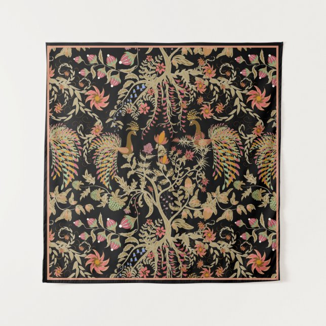 Chinese Fairy Floral Birds Pattern Tapestry (Front)